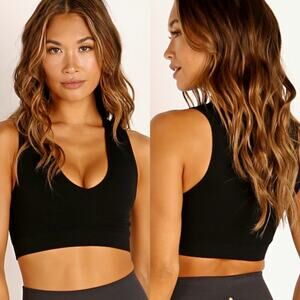 NWT Spiritual Gangster Metta Plunge Brami M/L Black Casual Athleisure Workout